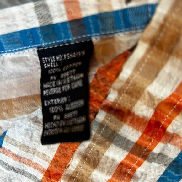 Phat Farm Mens Button Up Cotton Textured Multicolor Plaid Shirt XXL Short Sleeve - Picture 4 of 9